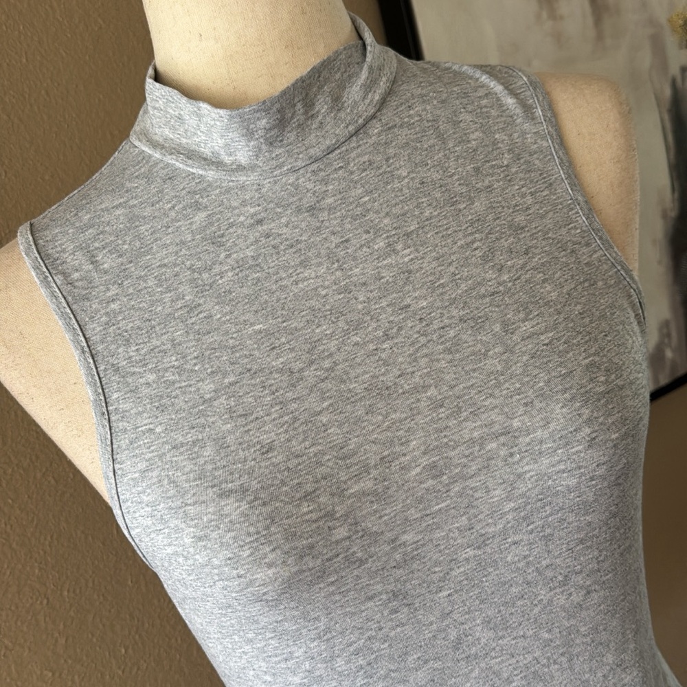 High neck sleeveless bodysuit in heather grey - Picture 2 of 8